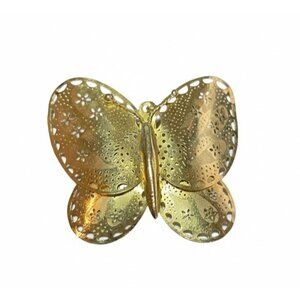 Vintage Gold Tone Filigree Butterfly Brooch Pendant Convertible Pin
